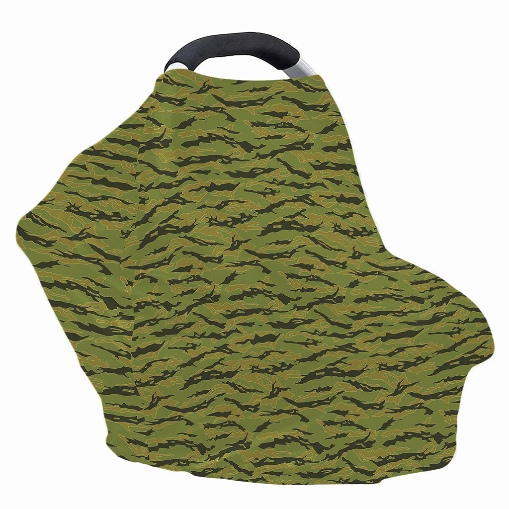 Green Tiger Stripe Camo Pattern Print Baby Seat Cover