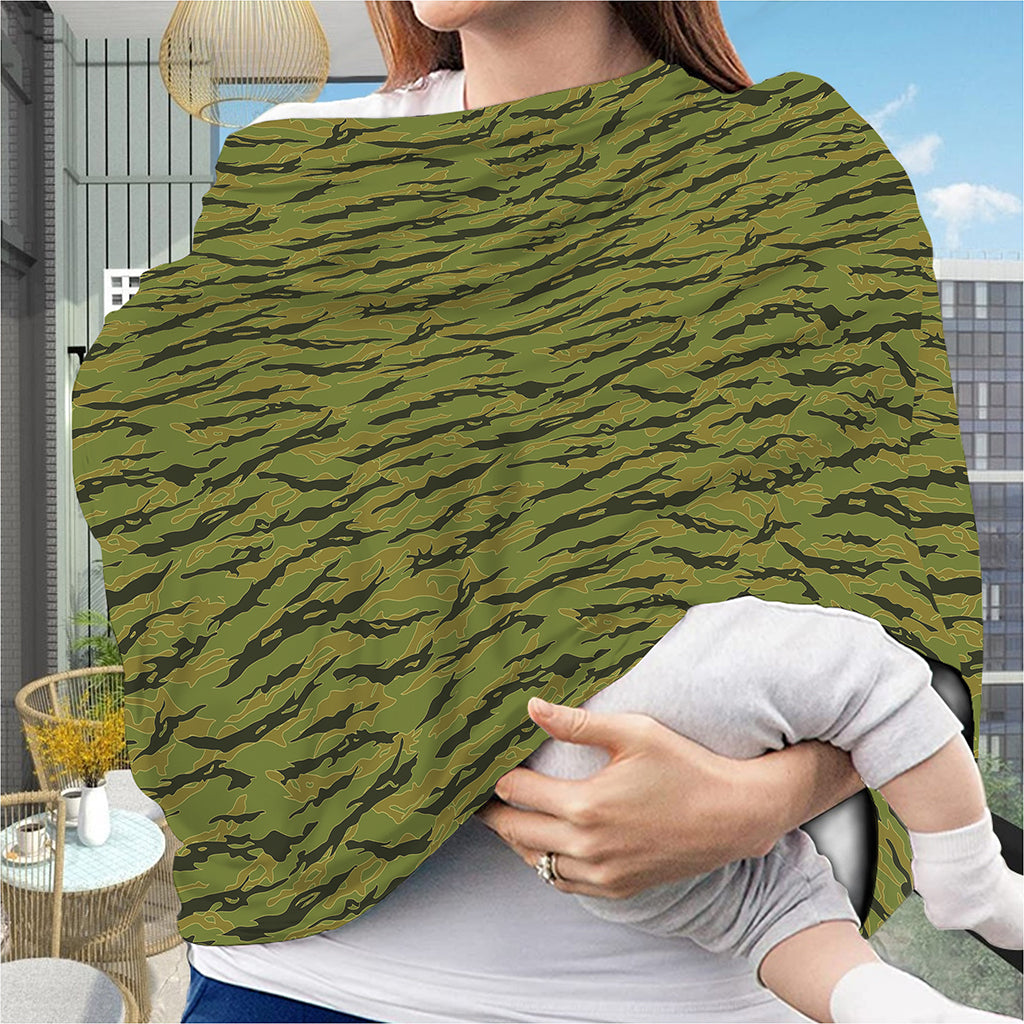 Green Tiger Stripe Camo Pattern Print Baby Seat Cover