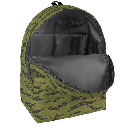 Green Tiger Stripe Camo Pattern Print Backpack