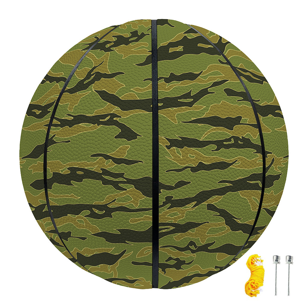 Green Tiger Stripe Camo Pattern Print Basketball