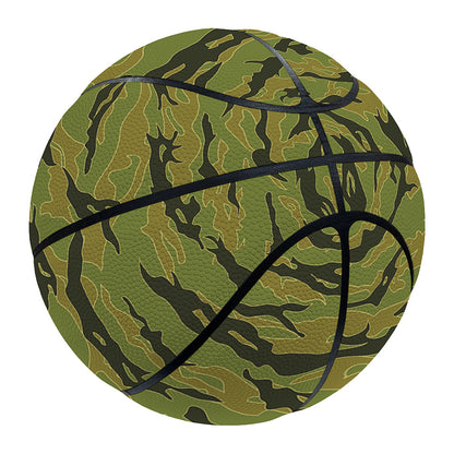 Green Tiger Stripe Camo Pattern Print Basketball