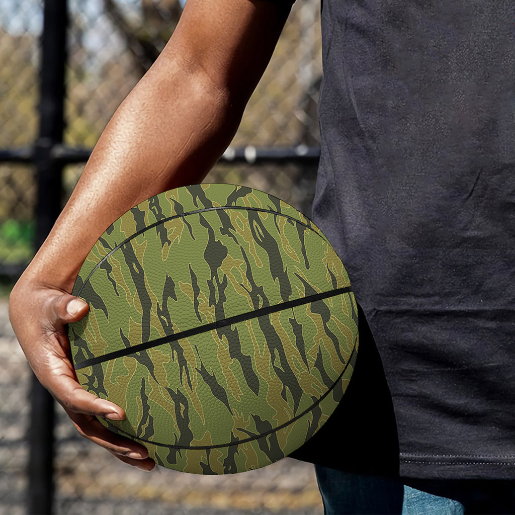 Green Tiger Stripe Camo Pattern Print Basketball