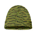 Green Tiger Stripe Camo Pattern Print Beanie