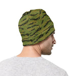 Green Tiger Stripe Camo Pattern Print Beanie