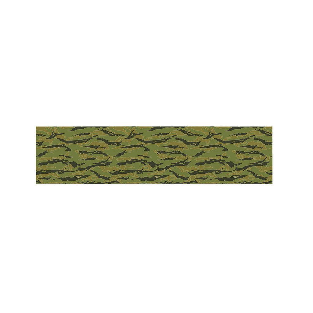 Green Tiger Stripe Camo Pattern Print Bed Runner