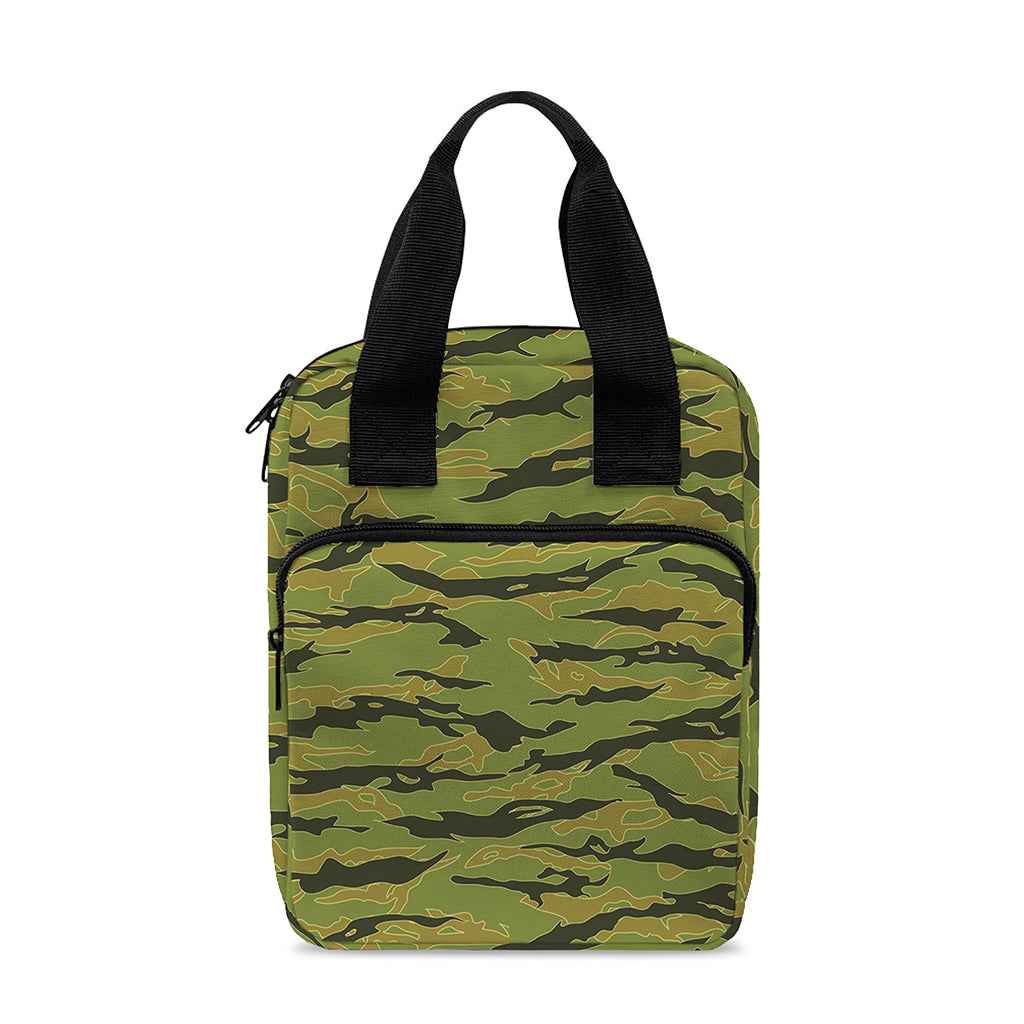 Green Tiger Stripe Camo Pattern Print Bible Tote Bag