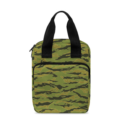 Green Tiger Stripe Camo Pattern Print Bible Tote Bag