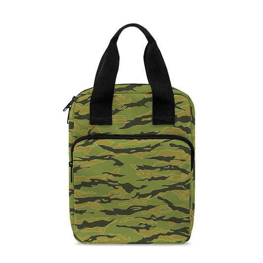 Green Tiger Stripe Camo Pattern Print Bible Tote Bag