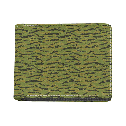 Green Tiger Stripe Camo Pattern Print Bifold Wallet
