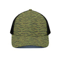 Green Tiger Stripe Camo Pattern Print Black Mesh Trucker Hat