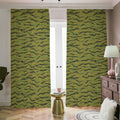 Green Tiger Stripe Camo Pattern Print Dimout Pencil Pleat Curtains