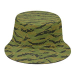 Green Tiger Stripe Camo Pattern Print Bucket Hat