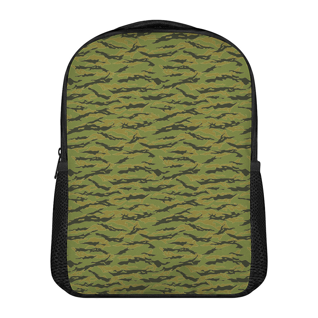 Green Tiger Stripe Camo Pattern Print Casual Backpack