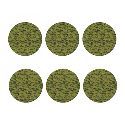 Green Tiger Stripe Camo Pattern Print Coaster Set