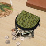 Green Tiger Stripe Camo Pattern Print Coin Purse