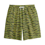 Green Tiger Stripe Camo Pattern Print Cotton Shorts