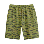 Green Tiger Stripe Camo Pattern Print Cotton Shorts