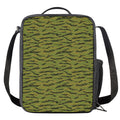 Green Tiger Stripe Camo Pattern Print Crossbody Lunch Bag