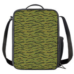 Green Tiger Stripe Camo Pattern Print Crossbody Lunch Bag