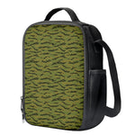 Green Tiger Stripe Camo Pattern Print Crossbody Lunch Bag