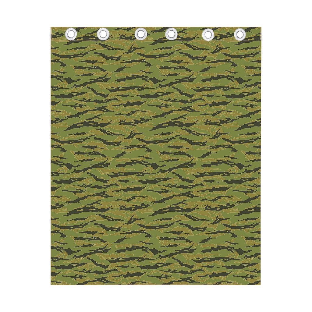 Green Tiger Stripe Camo Pattern Print Curtain
