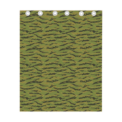 Green Tiger Stripe Camo Pattern Print Curtain