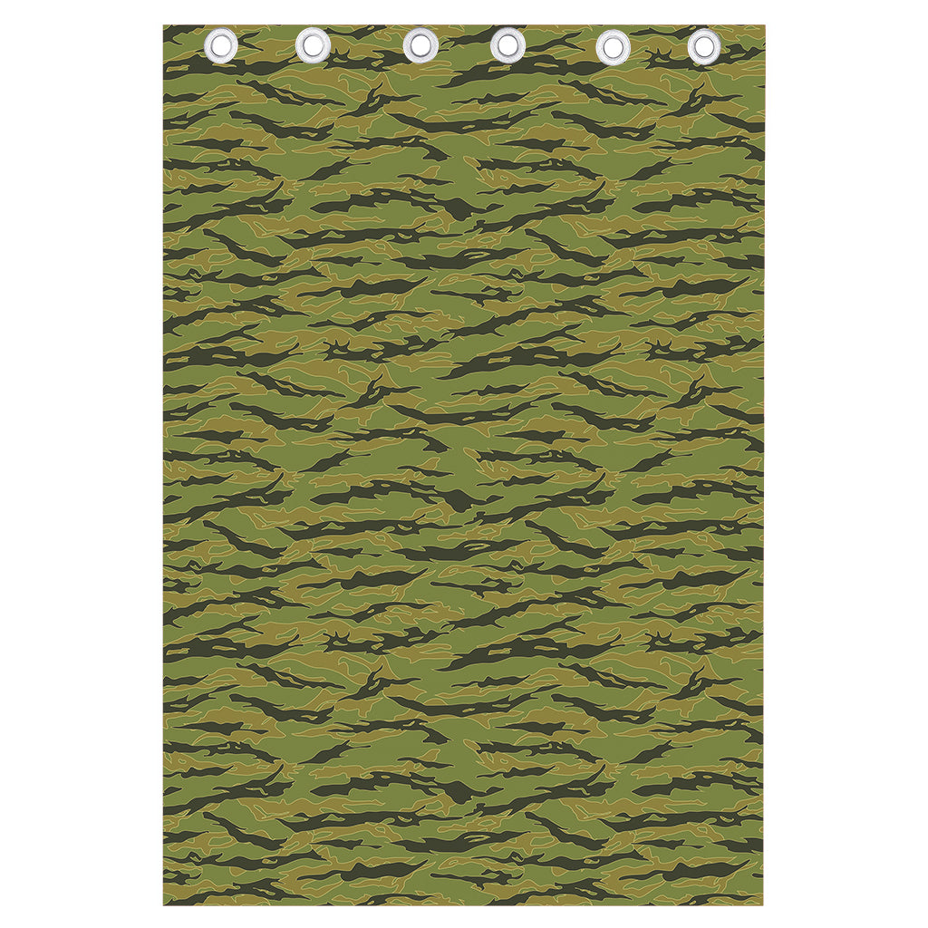 Green Tiger Stripe Camo Pattern Print Curtain