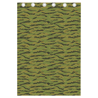 Green Tiger Stripe Camo Pattern Print Curtain