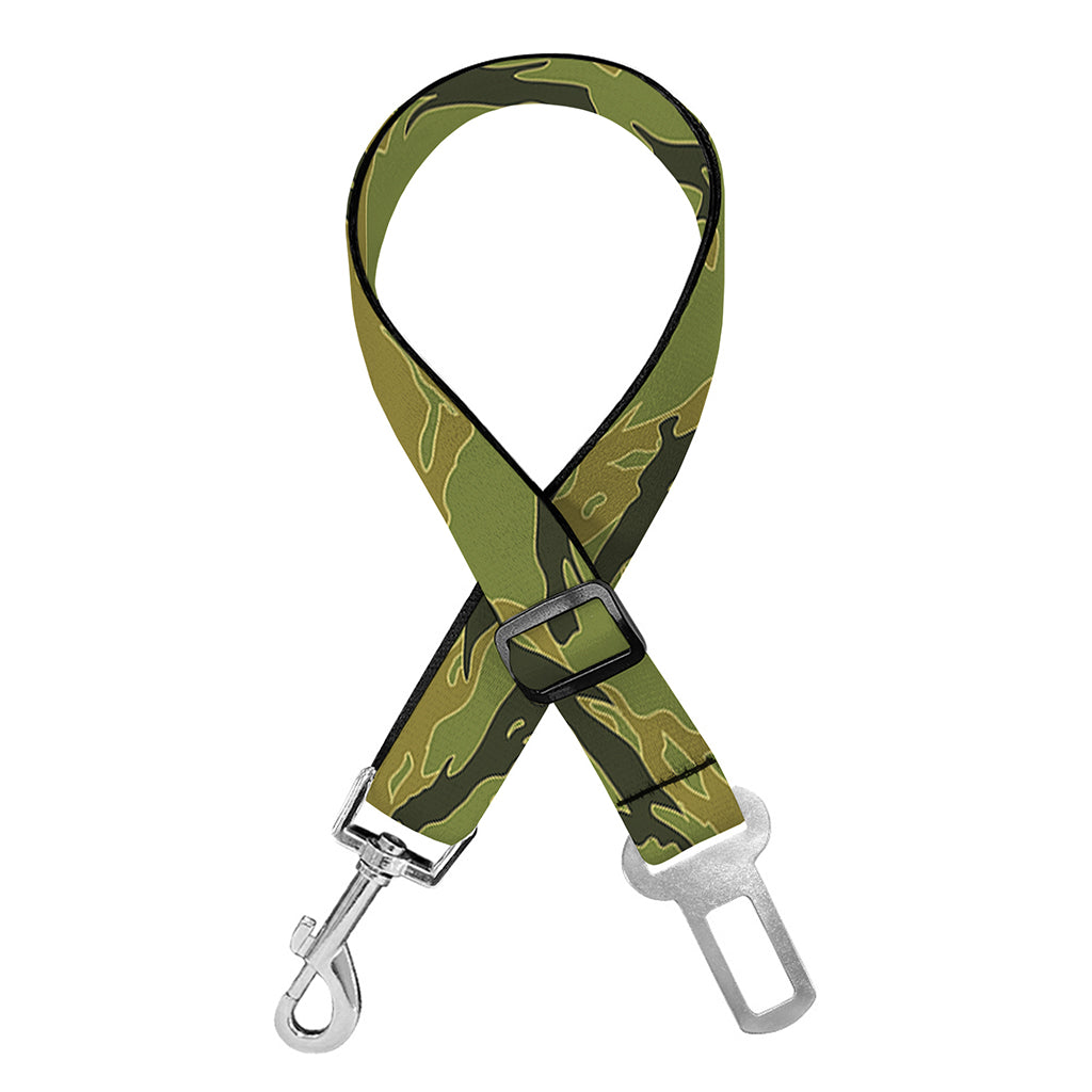 Green Tiger Stripe Camo Pattern Print Dog Seat Belt