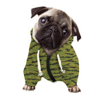 Green Tiger Stripe Camo Pattern Print Dog Zip Up Hoodie