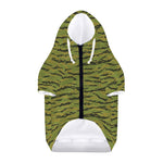 Green Tiger Stripe Camo Pattern Print Dog Zip Up Hoodie