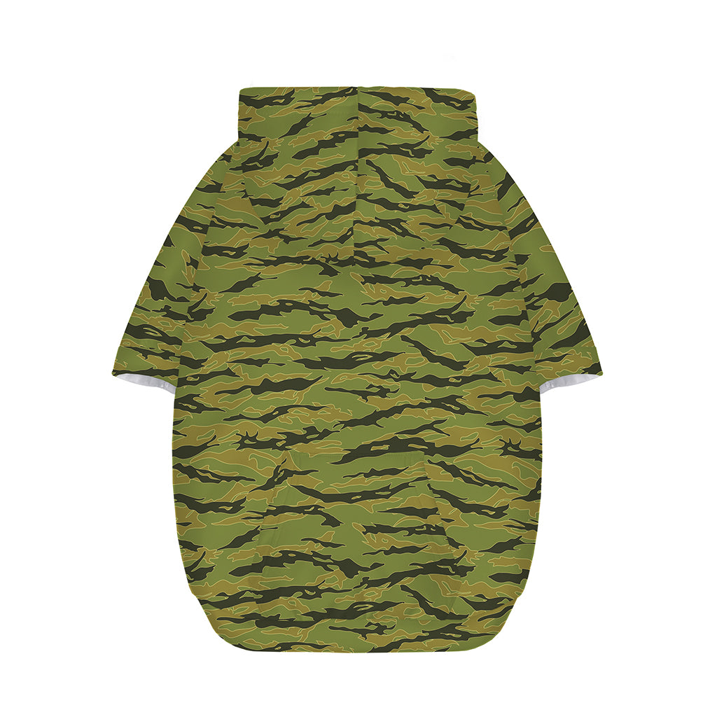 Green Tiger Stripe Camo Pattern Print Dog Zip Up Hoodie