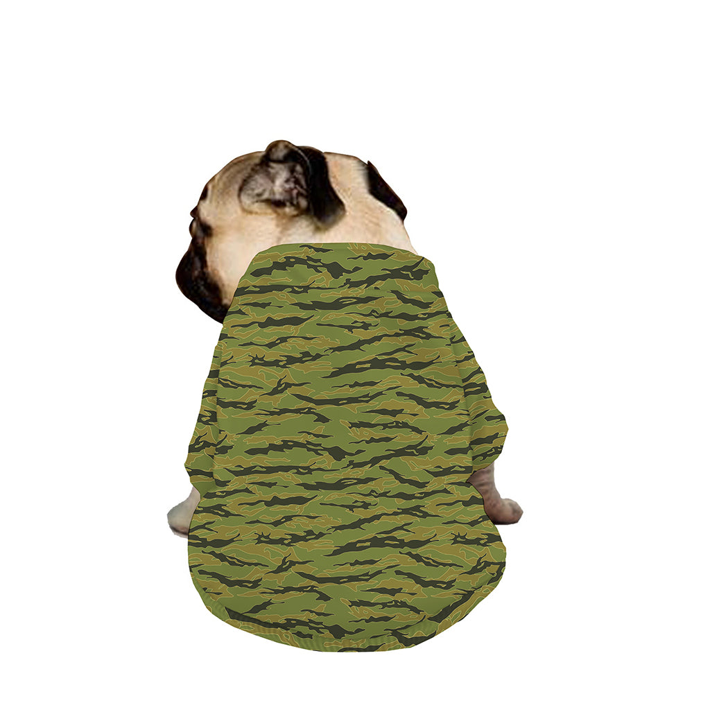 Green Tiger Stripe Camo Pattern Print Dog Zip Up Jacket