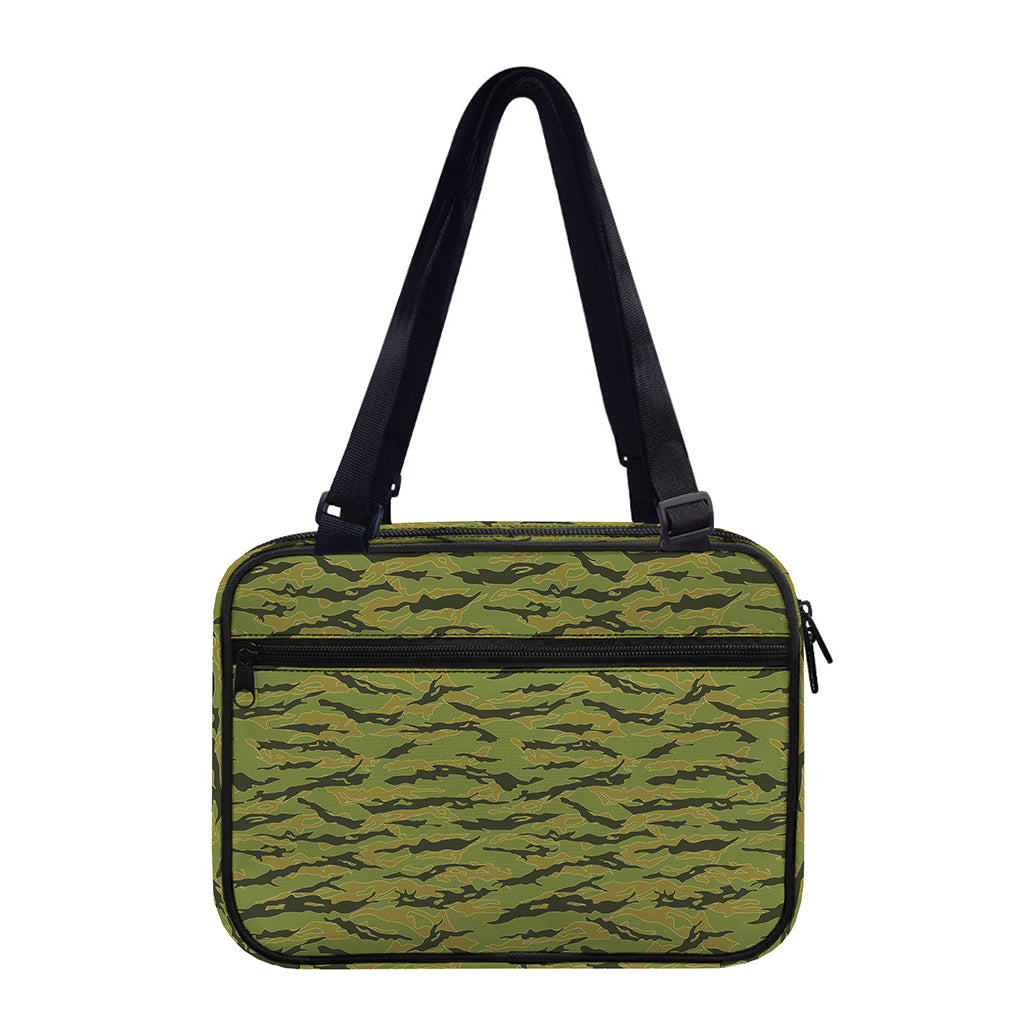 Green Tiger Stripe Camo Pattern Print Double Strap Bible Bag