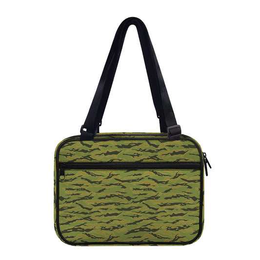 Green Tiger Stripe Camo Pattern Print Double Strap Bible Bag