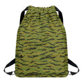 Green Tiger Stripe Camo Pattern Print Drawstring Backpack