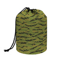 Green Tiger Stripe Camo Pattern Print Drawstring Makeup Bag