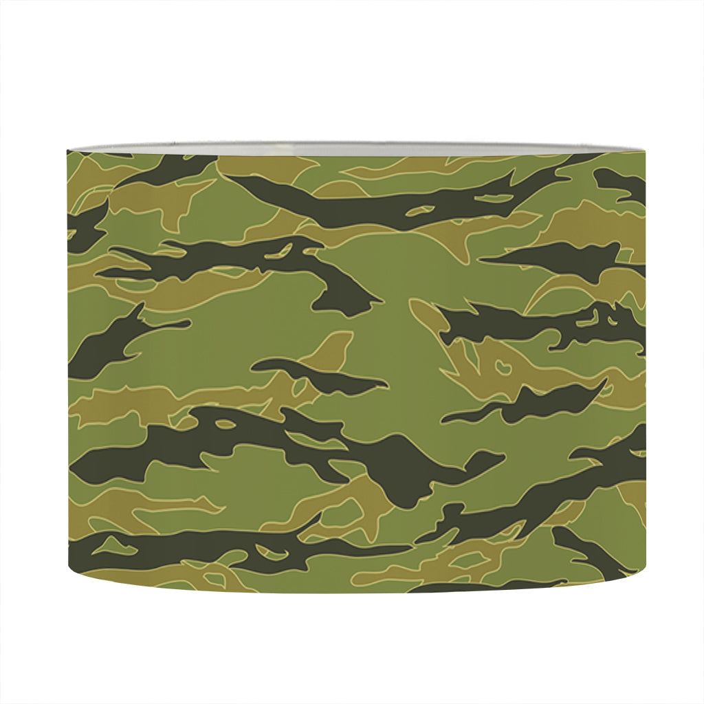 Green Tiger Stripe Camo Pattern Print Drum Lamp Shade