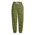 Green Tiger Stripe Camo Pattern Print Fleece Lined Knit Pants