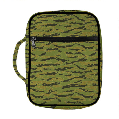 Green Tiger Stripe Camo Pattern Print Front Pocket Bible Bag