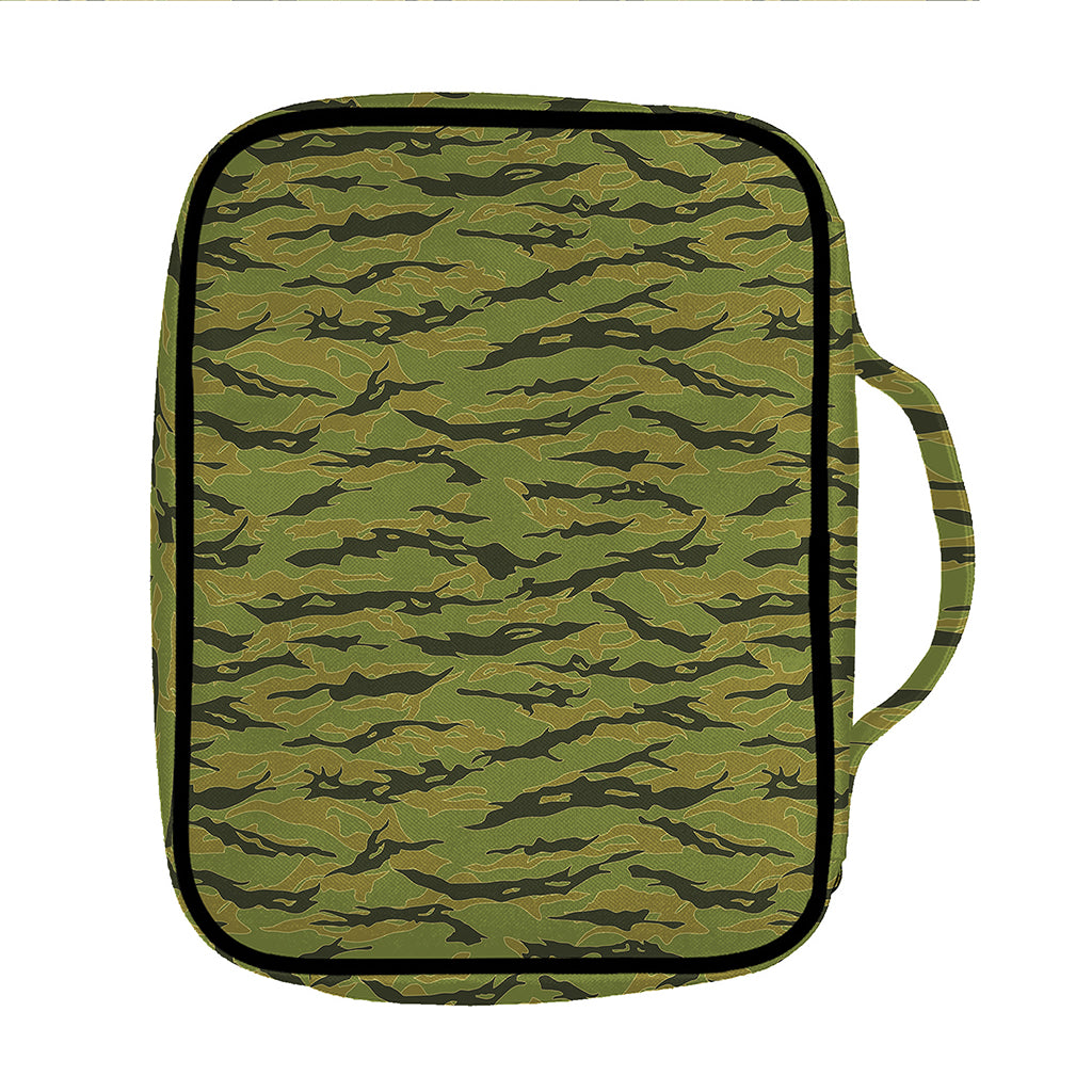 Green Tiger Stripe Camo Pattern Print Front Pocket Bible Bag