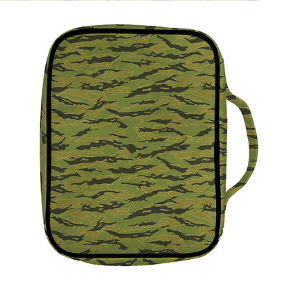 Green Tiger Stripe Camo Pattern Print Front Pocket Bible Bag