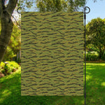 Green Tiger Stripe Camo Pattern Print Garden Flag