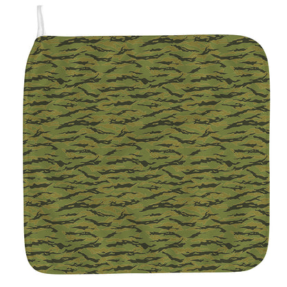 Green Tiger Stripe Camo Pattern Print Hand Towel