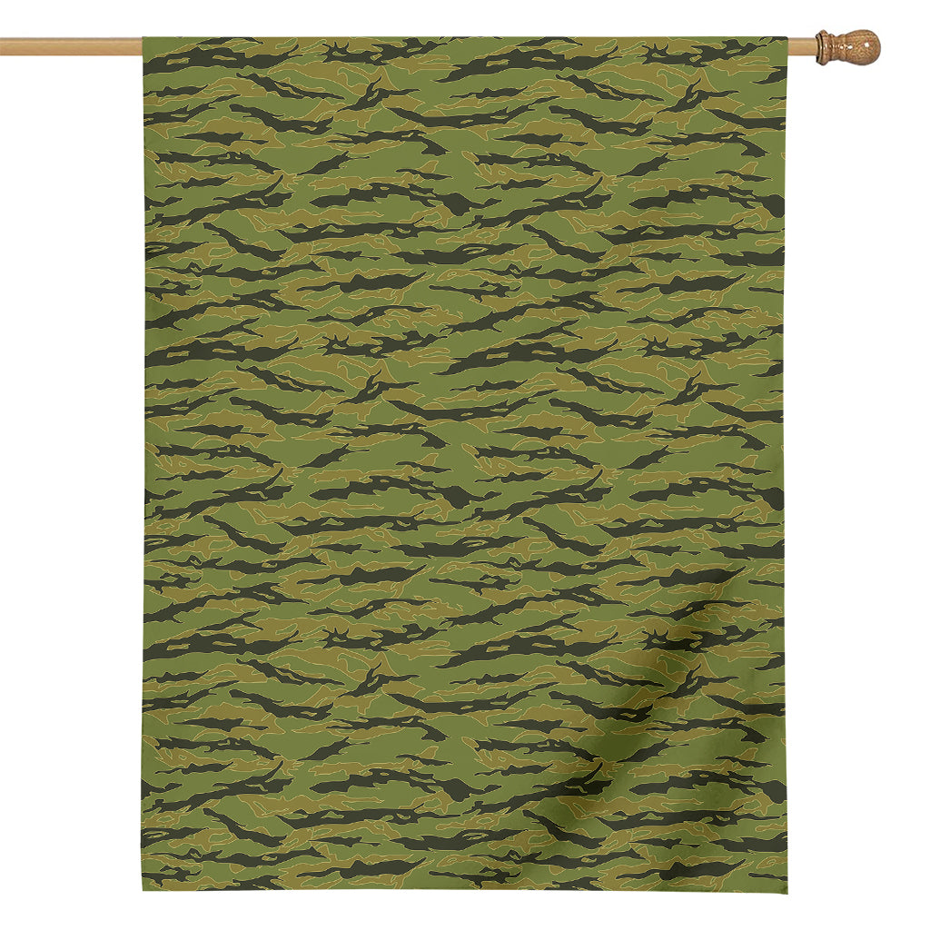 Green Tiger Stripe Camo Pattern Print House Flag