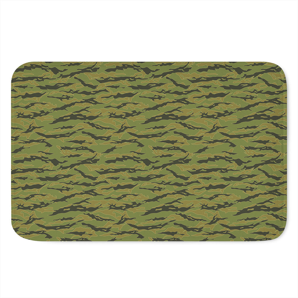 Green Tiger Stripe Camo Pattern Print Indoor Door Mat