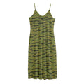 Green Tiger Stripe Camo Pattern Print Jersey Midi Cami Dress