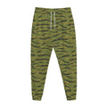 Green Tiger Stripe Camo Pattern Print Jogger Pants