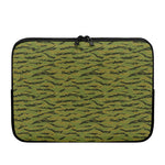 Green Tiger Stripe Camo Pattern Print Laptop Sleeve