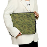 Green Tiger Stripe Camo Pattern Print Laptop Sleeve